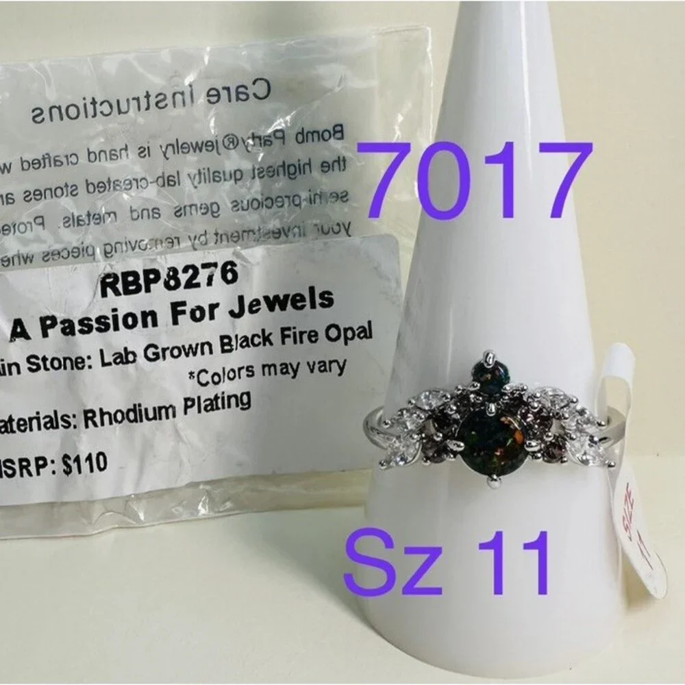 NIB Bomb Party RBP8276 A Passion For Jewels Black Fire Opal Ring Size 11